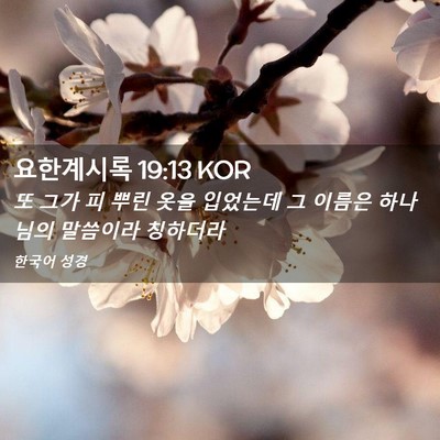 Picture 02 - 요한계시록 19:13 KOR - 또 그가 피 뿌린 옷을 입었는데 그 - Bible Verse Picture