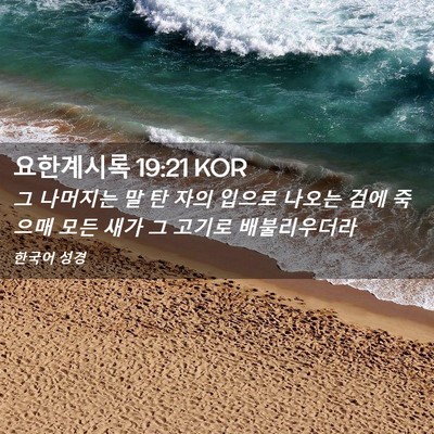 Picture 02 - 요한계시록 19:21 KOR - 그 나머지는 말 탄 자의 입으로 - Bible Verse Picture