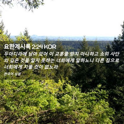 Picture 02 - 요한계시록 2:24 KOR - 두아디라에 남아 있어 이 교훈을 - Bible Verse Picture