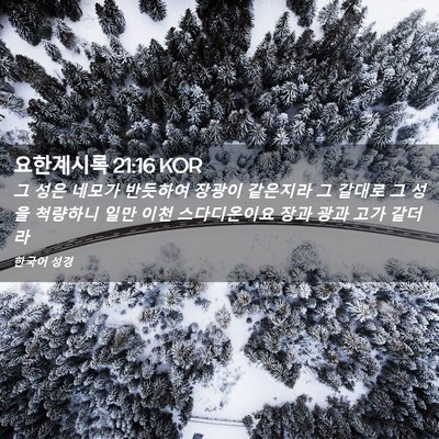 Picture 02 - 요한계시록 21:16 KOR - 그 성은 네모가 반듯하여 장광이 - Bible Verse Picture