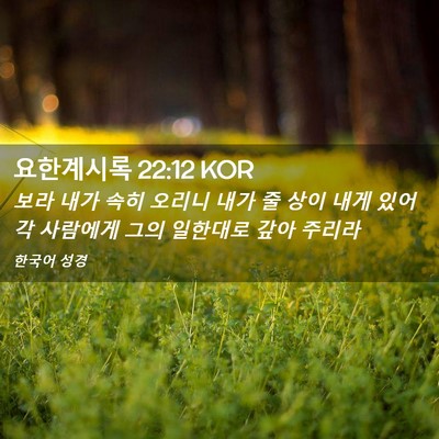 Picture 02 - 요한계시록 22:12 KOR - 보라 내가 속히 오리니 내가 줄 상이 - Bible Verse Picture