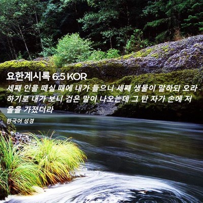 Picture 02 - 요한계시록 6:5 KOR - 세째 인을 떼실 때에 내가 들으니 - Bible Verse Picture