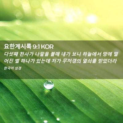 Picture 02 - 요한계시록 9:1 KOR - 다섯째 천사가 나팔을 불매 내가 - Bible Verse Picture
