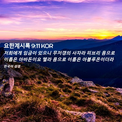 Picture 02 - 요한계시록 9:11 KOR - 저희에게 임금이 있으니 무저갱의 - Bible Verse Picture