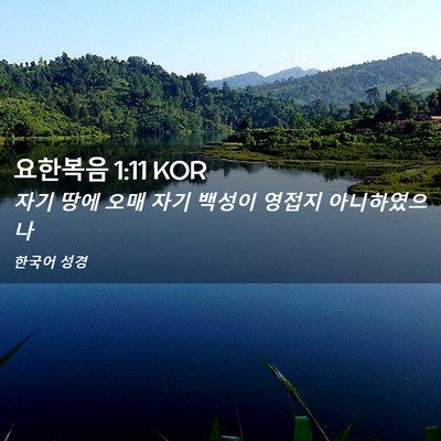 Picture 02 - 요한복음 1:11 KOR - 자기 땅에 오매 자기 백성이 영접지 - Bible Verse Picture