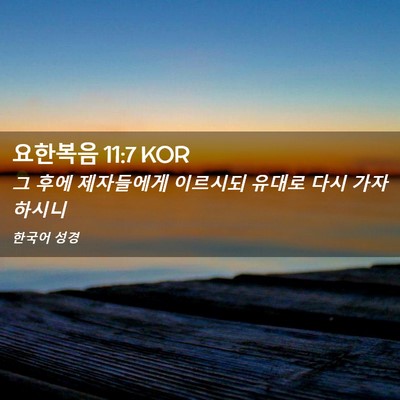 Picture 02 - 요한복음 11:7 KOR - 그 후에 제자들에게 이르시되 유대로 - Bible Verse Picture
