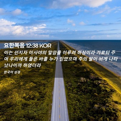 Picture 02 - 요한복음 12:38 KOR - 이는 선지자 이사야의 말씀을 이루려 - Bible Verse Picture
