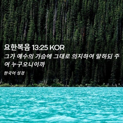 Picture 02 - 요한복음 13:25 KOR - 그가 예수의 가슴에 그대로 의지하여 - Bible Verse Picture