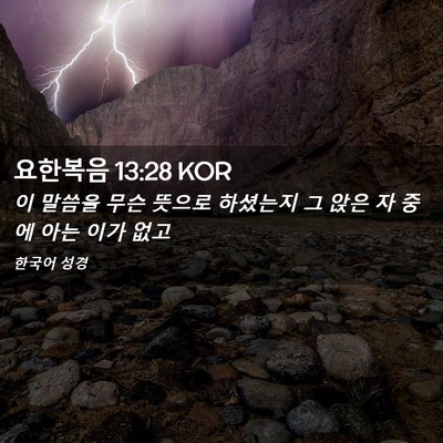 Picture 02 - 요한복음 13:28 KOR - 이 말씀을 무슨 뜻으로 하셨는지 그 - Bible Verse Picture