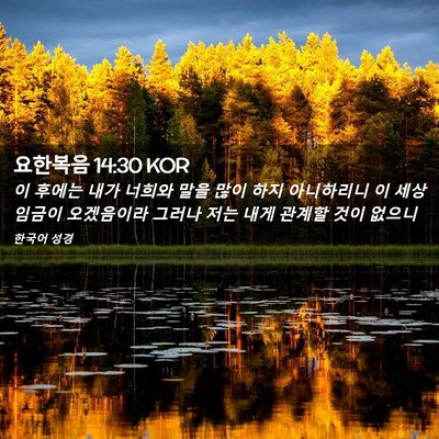 Picture 02 - 요한복음 14:30 KOR - 이 후에는 내가 너희와 말을 많이 - Bible Verse Picture