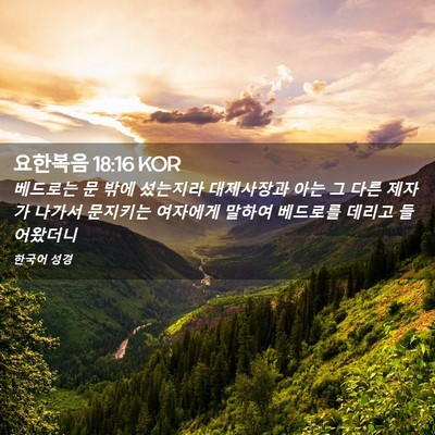Picture 02 - 요한복음 18:16 KOR - 베드로는 문 밖에 섰는지라 - Bible Verse Picture