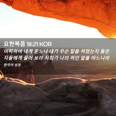 Picture 02 - 요한복음 18:21 KOR - 어찌하여 내게 묻느냐 내가 무슨 - Bible Verse Picture