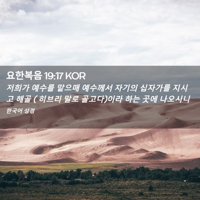 Picture 02 - 요한복음 19:17 KOR - 저희가 예수를 맡으매 예수께서 - Bible Verse Picture
