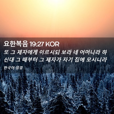 Picture 02 - 요한복음 19:27 KOR - 또 그 제자에게 이르시되 보라 네 - Bible Verse Picture