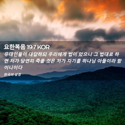 Picture 02 - 요한복음 19:7 KOR - 유대인들이 대답하되 우리에게 법이 - Bible Verse Picture