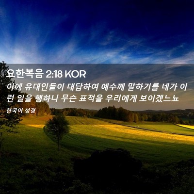 Picture 02 - 요한복음 2:18 KOR - 이에 유대인들이 대답하여 예수께 - Bible Verse Picture