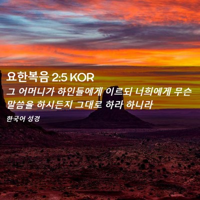 Picture 02 - 요한복음 2:5 KOR - 그 어머니가 하인들에게 이르되 - Bible Verse Picture