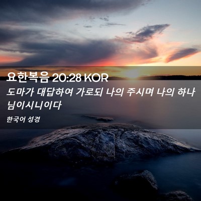 Picture 02 - 요한복음 20:28 KOR - 도마가 대답하여 가로되 나의 주시며 - Bible Verse Picture