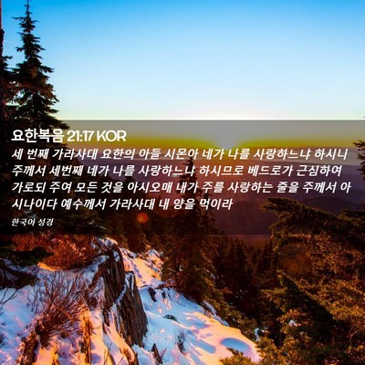Picture 02 - 요한복음 21:17 KOR - 세 번째 가라사대 요한의 아들 - Bible Verse Picture