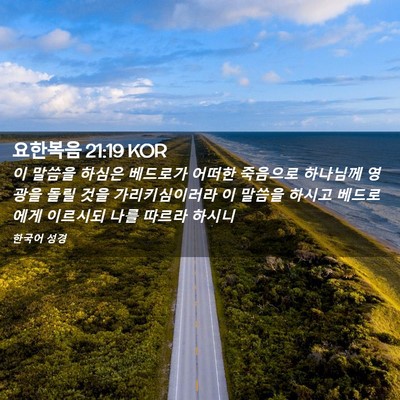 Picture 02 - 요한복음 21:19 KOR - 이 말씀을 하심은 베드로가 어떠한 - Bible Verse Picture