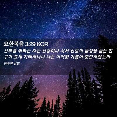 Picture 02 - 요한복음 3:29 KOR - 신부를 취하는 자는 신랑이나 서서 - Bible Verse Picture