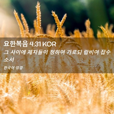 Picture 02 - 요한복음 4:31 KOR - 그 사이에 제자들이 청하여 가로되 - Bible Verse Picture