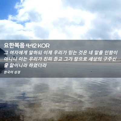 Picture 02 - 요한복음 4:42 KOR - 그 여자에게 말하되 이제 우리가 - Bible Verse Picture
