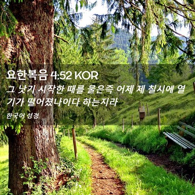 Picture 02 - 요한복음 4:52 KOR - 그 낫기 시작한 때를 물은즉 어제 제 - Bible Verse Picture