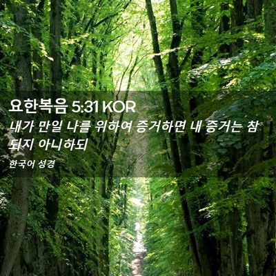 Picture 02 - 요한복음 5:31 KOR - 내가 만일 나를 위하여 증거하면 내 - Bible Verse Picture