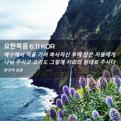 Picture 02 - 요한복음 6:11 KOR - 예수께서 떡을 가져 축사하신 후에 - Bible Verse Picture