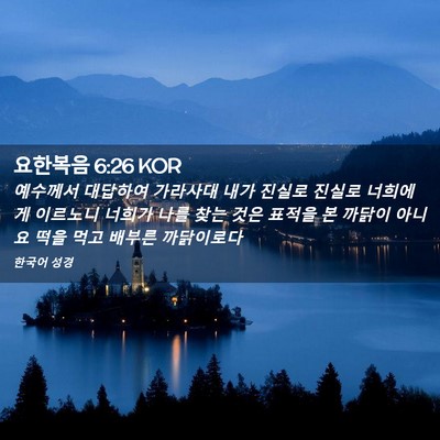 Picture 02 - 요한복음 6:26 KOR - 예수께서 대답하여 가라사대 내가 - Bible Verse Picture