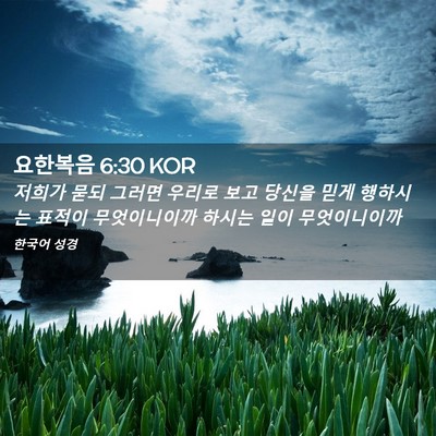 Picture 02 - 요한복음 6:30 KOR - 저희가 묻되 그러면 우리로 보고 - Bible Verse Picture
