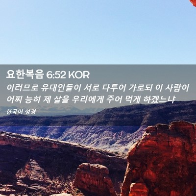 Picture 02 - 요한복음 6:52 KOR - 이러므로 유대인들이 서로 다투어 - Bible Verse Picture