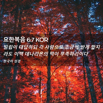 Picture 02 - 요한복음 6:7 KOR - 빌립이 대답하되 각 사람으로 조금씩 - Bible Verse Picture