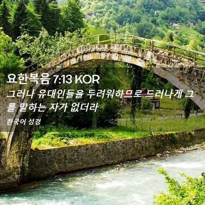 Picture 02 - 요한복음 7:13 KOR - 그러나 유대인들을 두려워하므로 - Bible Verse Picture