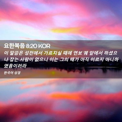 Picture 02 - 요한복음 8:20 KOR - 이 말씀은 성전에서 가르치실 때에 - Bible Verse Picture