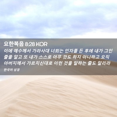 Picture 02 - 요한복음 8:28 KOR - 이에 예수께서 가라사대 너희는 - Bible Verse Picture