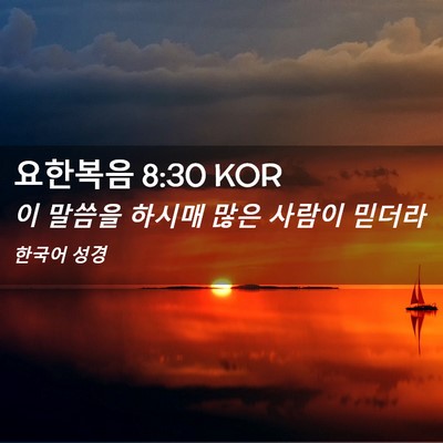 Picture 02 - 요한복음 8:30 KOR - 이 말씀을 하시매 많은 사람이 - Bible Verse Picture