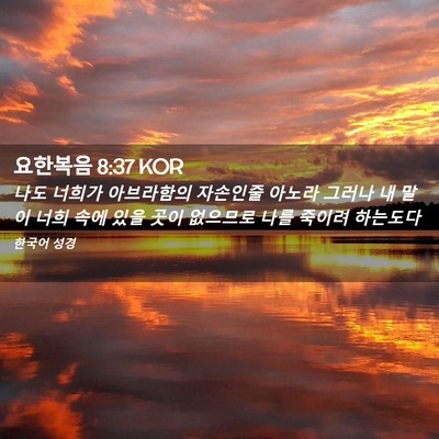Picture 02 - 요한복음 8:37 KOR - 나도 너희가 아브라함의 자손인줄 - Bible Verse Picture