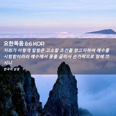 Picture 02 - 요한복음 8:6 KOR - 저희가 이렇게 말함은 고소할 조건을 - Bible Verse Picture