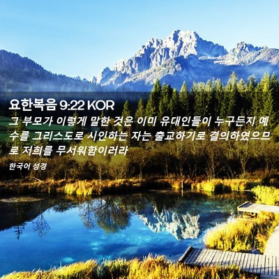 Picture 02 - 요한복음 9:22 KOR - 그 부모가 이렇게 말한 것은 이미 - Bible Verse Picture