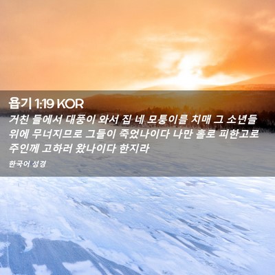 Picture 02 - 욥기 1:19 KOR - 거친 들에서 대풍이 와서 집 네 - Bible Verse Picture