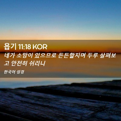 Picture 02 - 욥기 11:18 KOR - 네가 소망이 있으므로 든든할지며 - Bible Verse Picture
