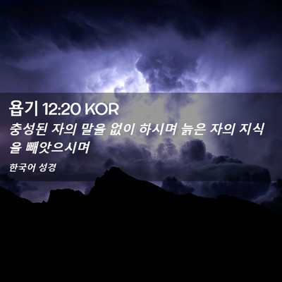 Picture 02 - 욥기 12:20 KOR - 충성된 자의 말을 없이 하시며 늙은 - Bible Verse Picture