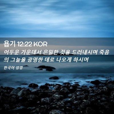 Picture 02 - 욥기 12:22 KOR - 어두운 가운데서 은밀한 것을 - Bible Verse Picture