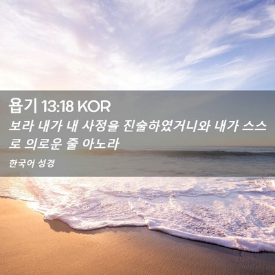 Picture 02 - 욥기 13:18 KOR - 보라 내가 내 사정을 진술하였거니와 - Bible Verse Picture