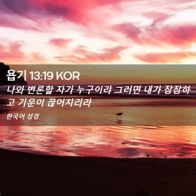 Picture 02 - 욥기 13:19 KOR - 나와 변론할 자가 누구이랴 그러면 - Bible Verse Picture