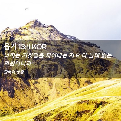Picture 02 - 욥기 13:4 KOR - 너희는 거짓말을 지어내는 자요 다 - Bible Verse Picture