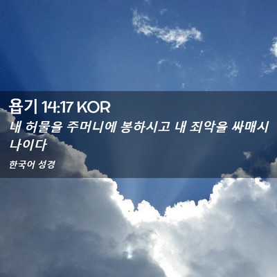 Picture 02 - 욥기 14:17 KOR - 내 허물을 주머니에 봉하시고 내 - Bible Verse Picture