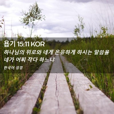 Picture 02 - 욥기 15:11 KOR - 하나님의 위로와 네게 온유하게 - Bible Verse Picture